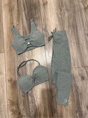 Bombshell Sportswear Heathered Sage Green set 3 pieces